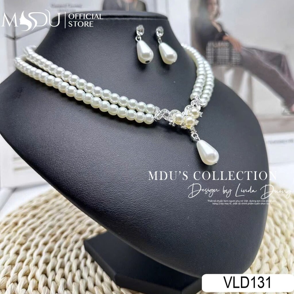 VLD131 – Bộ Trang Sức Ngọc Trai Kép Đính Giọt Lệ Pha Lê Kiêu Sa 20 VLD131 – Bộ Trang Sức Giọt Lệ Ngọc Trai Kiêu Sa
