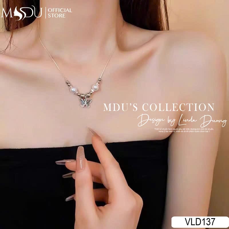 VLD137 – Dây Chuyền Ngọc Trai Phối Mặt Bướm Kim Loại Tinh Xảo 19 Phụ Kiện Thời Trang Tinh Tế Cho Quý Cô Hiện Đại VLD137