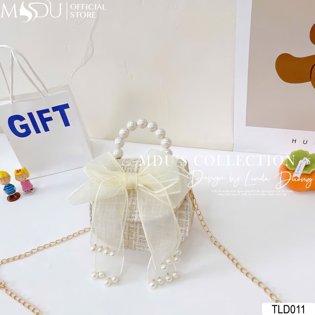 TLD011 Túi Xách Thiết Kế Phối Nơ Phong Cách Hàn Quốc 19 TLD011 - Chiếc Túi Tweed Xinh Xắn Tiểu Thư