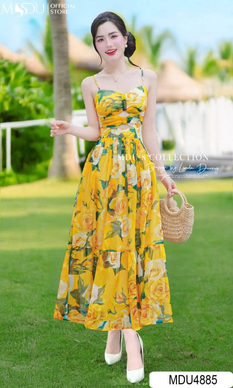 Váy 2 Dây Hoa Đi Biển Đơn Giản Nhưng Đầy Quyến Rũ Và Thời Trang 6 Các kiểu váy 2 dây hoa đi biển hot nhất 2025 -
