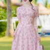 Váy Thiết Kế MDU4875 Hoa Nhí Hồng Pastel Cổ V Thanh Lịch 9 vay thiet ke MDU4875 1 Mdu Fashion