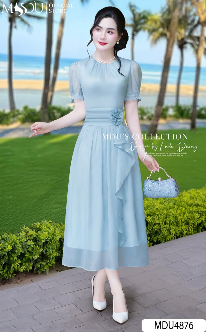 Váy Thiết Kế MDU4876 Xanh Pastel Hoa 3D Dáng Xòe Chiết Eo Thanh Thoát 23 Váy Thiết Kế MDU4876 – Xanh Pastel Hoa 3D Kiêu Kỳ Và Thanh Thoát