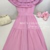 Váy Thiết Kế MDU4880 Hồng Phấn Trễ Vai Bèo Tầng Tơ Óng Bay Bổng Quyến Rũ 12 vay thiet ke MDU4880 4 Mdu Fashion