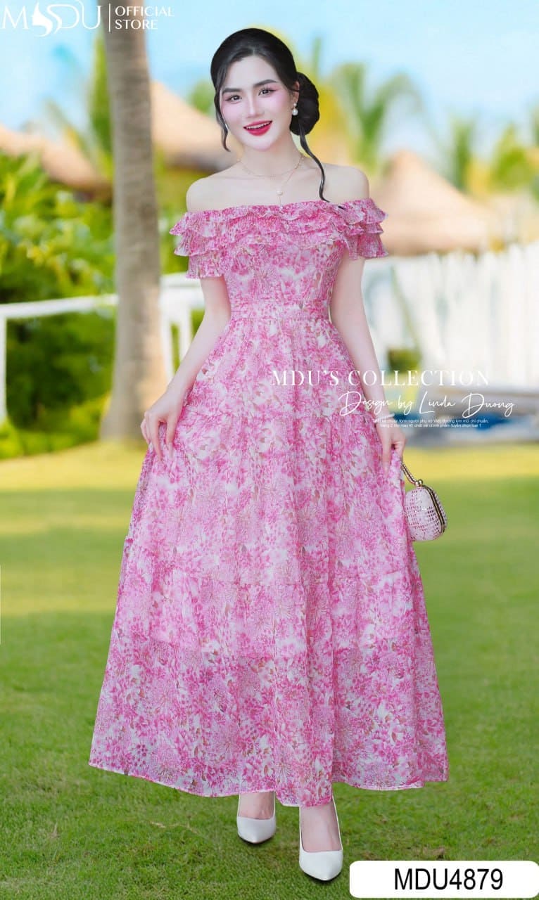 Top 5 Mẫu Đầm Maxi Voan Đi Biển Dành Riêng Cho Nàng 5 Các kiểu đầm maxi voan đi biển hot nhất hiện nay - Đầm maxi trễ vai