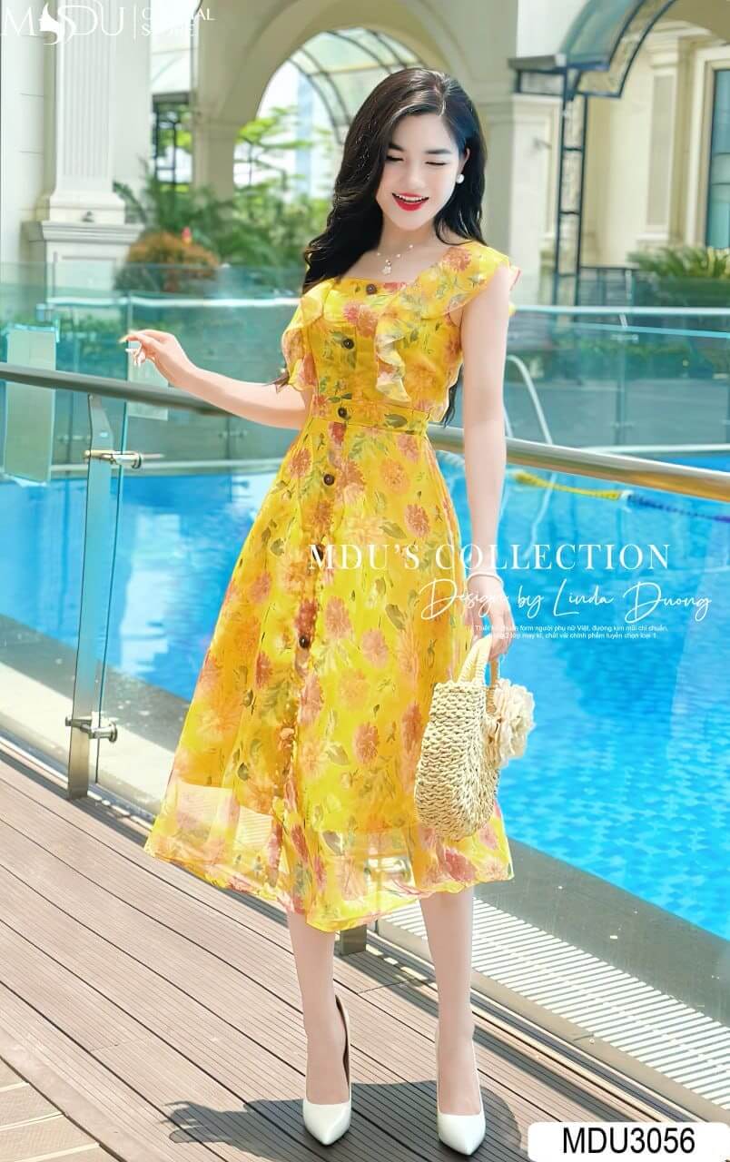 Đồ Đi Biển Cho Người Mập: Mix Đồ Sao Cho Gọn Dáng 15 Top mẫu váy đi biển cho người mập cực xinh - Váy midi dáng xòe