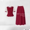 Set Váy Thiết Kế MDU4756 Mango Ý Đỏ Đô Áo Vest Cách Điệu Khuy Ngọc Váy Dài Xòe Bay Bổng 12 vay thiet ke MDU4756 4 Mdu Fashion