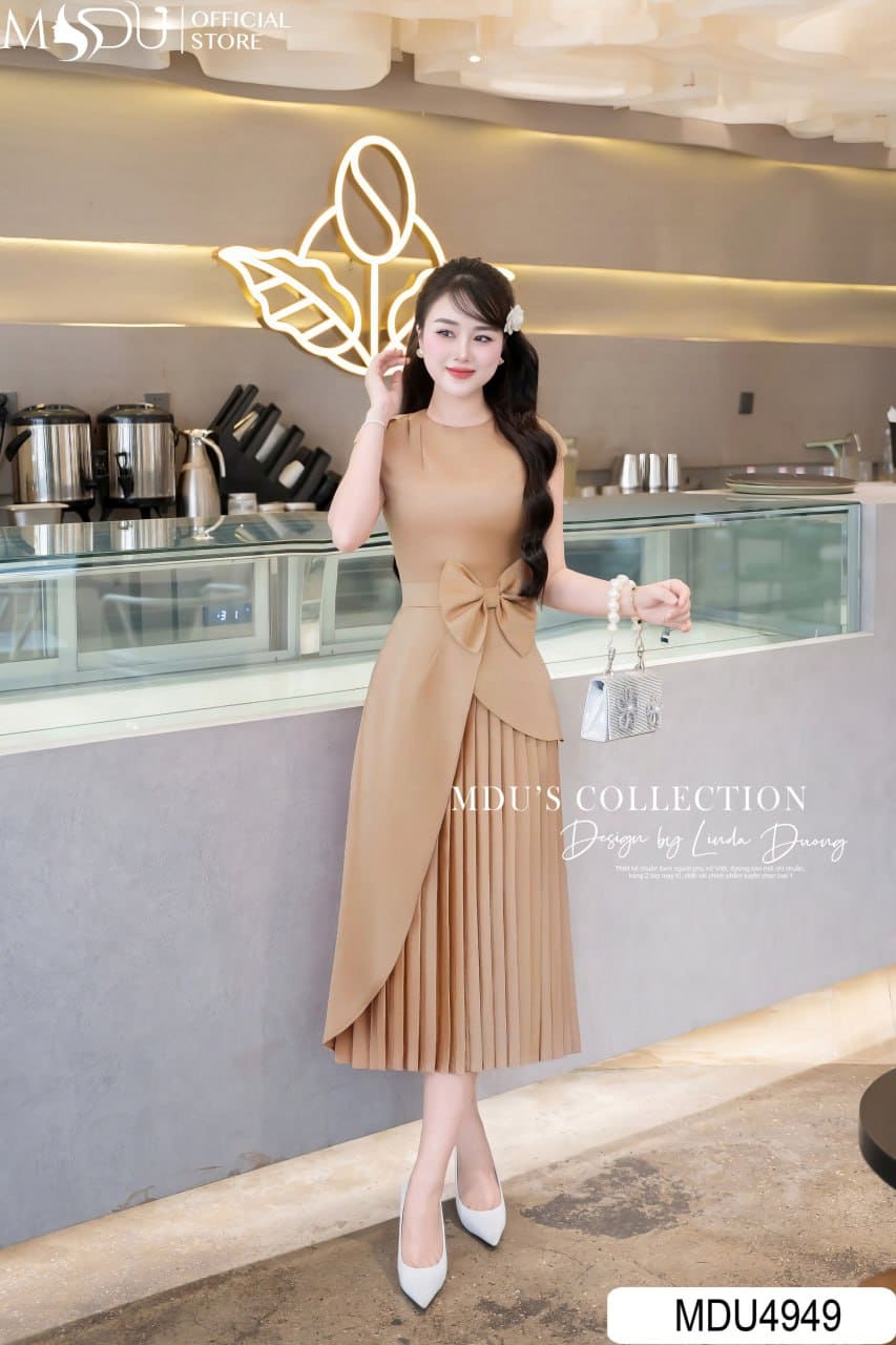 Váy Thiết Kế MDU4949 Lụa Vân Cao Cấp Dáng Xòe Lớp Phủ Chéo Nơ Đính Eo Xếp Ly Thanh Lịch 23 Váy Thiết Kế MDU4949 Lụa Vân Cao Cấp Dáng Xòe Lớp Phủ Chéo Nơ Đính Eo Xếp Ly Thanh Lịch