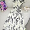 Váy Thiết Kế MDU4975 Lụa Tuyết In Hoa Đen Trắng Xòe Nhẹ Xếp Ly Cổ V Duyên Dáng 11 vay thiet ke MDU4975 3 Mdu Fashion