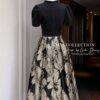 Váy Thiết Kế MDU5130 Phối Xleo & Gấm Hoa Dáng Xòe Cổ V Đen Thanh Lịch 12 vay thiet ke MDU5130 4 Mdu Fashion