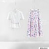 Set Thiết Kế MDU5141 Lụa Vân Cổ Tròn Hoa Vai Áo Trắng Kem Chân Váy A Thơ Mộng 12 vay thiet ke MDU5141 4 Mdu Fashion