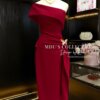 Váy Thiết Kế MDU5144 Lụa Mango Ý Đỏ Rượu Trễ Vai Phối Phụ Kiện Bướm Ánh Kim 12 vay thiet ke MDU5144 4 Mdu Fashion