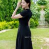 Váy Thiết Kế MDU4762 Mango Ý Đen Dài Cổ V Tay Cách Điệu Thanh Lịch, Trẻ Trung Và Cuốn Hút 11 vay thiet ke mdu4762 2 Mdu Fashion
