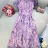 Váy Thiết Kế MDU5086 Tơ Xước Dáng Dài Xòe Nhẹ Cổ Cách Điệu Tay Loe Rũ Hoa Văn Tím Hồng Nhẹ Nhàng Và Nữ Tính 12 vay thiet ke mdu5086 4 Mdu Fashion