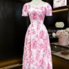 Váy Thiết Kế MDU5113 Tơ Ép Cao Cấp In Hoa Loang Hồng Pastel Dịu Dàng, Nữ Tính Và Tôn Dáng Tuyệt Đối 11 vay thiet ke mdu5113 3 Mdu Fashion