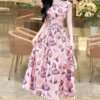 Váy Thiết Kế MDU5114 Lụa Mango Hồng Pastel In Bươm Bướm
