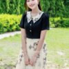 Váy Thiết Kế MDU5133 Lụa Mango Đen Phối Tơ Óng Trắng Họa Tiết Hoa Bướm Cổ Peter Pan Thêu Hoa Tinh Tế, Ngọt Ngào 10 vay thiet ke mdu5133 1 Mdu Fashion
