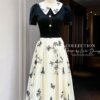 Váy Thiết Kế MDU5133 Lụa Mango Đen Phối Tơ Óng Trắng Họa Tiết Hoa Bướm Cổ Peter Pan Thêu Hoa Tinh Tế, Ngọt Ngào 13 vay thiet ke mdu5133 4 Mdu Fashion