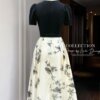 Váy Thiết Kế MDU5133 Lụa Mango Đen Phối Tơ Óng Trắng Họa Tiết Hoa Bướm Cổ Peter Pan Thêu Hoa Tinh Tế, Ngọt Ngào 14 vay thiet ke mdu5133 5 Mdu Fashion