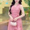 Váy Thiết Kế MDU5146 Tơ Vân Hàn Thêu Hoa Nổi 3D Dáng Midi Xòe Nhẹ Hoa Đính Eo Bay Bổng Lãng Mạn 9 vay thiet ke mdu5146 1 Mdu Fashion