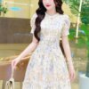 Váy Thiết Kế MDU5149 Thô Hoa Trắng Kem Thêu Nổi Dáng Suông Nhẹ Cổ Peter Pan Phối Ren Lãng Mạn Và Bay Bổng 12 vay thiet ke mdu5149 2 Mdu Fashion