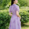 Váy Thiết Kế MDU5183 Tơ Hoa Thêu Nổi Cao Cấp Dáng Xòe Qua Gối Gam Tím Pastel Ngọt Ngào, Nữ Tính Và Duyên Dáng 10 vay thiet ke mdu5183 2 Mdu Fashion