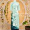 Áo Dài Thiết Kế MDU5228 Lụa Cao Cấp Xanh Pastel Ombre Họa Tiết Hoa Lá Sen Thanh Lịch Và Duyên Dáng 11 vay thiet ke mdu5228 3 Mdu Fashion