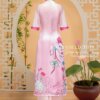 Áo Dài MDU5233 Lụa Cao Cấp Gam Hồng Pastel Dịu Mắt Kết Hợp Họa Tiết Hoa Và Bướm Cách Điệu 12 vay thiet ke mdu5233 4 Mdu Fashion