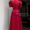 Váy Thiết Kế MDU5243 Đầm Xòe Mango Cao Cấp Cổ V Phối Nơ Lớn Đỏ Đô Sang Trọng Và Cuốn Hút 12 vay thiet ke mdu5243 4 Mdu Fashion