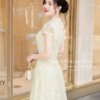 Váy Thiết Kế MDU5286 Ren Thêu Nổi Vàng Kem Dài Xòe Thanh Lịch Và Dịu Dàng 10 vay thiet ke mdu5286 2 Mdu Fashion