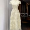 Váy Thiết Kế MDU5286 Ren Thêu Nổi Vàng Kem Dài Xòe Thanh Lịch Và Dịu Dàng 11 vay thiet ke mdu5286 3 Mdu Fashion
