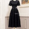 Váy Thiết Kế MDU5290 Lụa Dệt Họa Tiết Đen Huyền Bí Dáng Dài Xòe Nhẹ Quý Phái Và Cuốn Hút 11 vay thiet ke mdu5290 3 Mdu Fashion