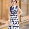 Váy Thiết Kế MDU5303 Lụa Mango Ý Xanh Navy Chấm Bi Dáng Dài Qua Gối Thanh Lịch Và Năng Động 9 vay thiet ke mdu5303 1 Mdu Fashion