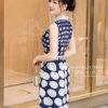 Váy Thiết Kế MDU5303 Lụa Mango Ý Xanh Navy Chấm Bi Dáng Dài Qua Gối Thanh Lịch Và Năng Động 10 vay thiet ke mdu5303 2 Mdu Fashion