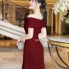 Váy Thiết Kế MDU5324 Xleo Cao Cấp Phối Tơ Mềm Đỏ Rượu Vang Lệch Vai Đính Hoa Dây Hạt Thanh Lịch Và Cuốn Hút 10 vay thiet ke mdu5324 2 1 Mdu Fashion