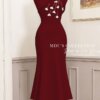 Váy Thiết Kế MDU5324 Xleo Cao Cấp Phối Tơ Mềm Đỏ Rượu Vang Lệch Vai Đính Hoa Dây Hạt Thanh Lịch Và Cuốn Hút 11 vay thiet ke mdu5324 3 1 Mdu Fashion