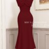 Váy Thiết Kế MDU5324 Xleo Cao Cấp Phối Tơ Mềm Đỏ Rượu Vang Lệch Vai Đính Hoa Dây Hạt Thanh Lịch Và Cuốn Hút 12 vay thiet ke mdu5324 4 1 Mdu Fashion