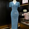 Váy Thiết Kế MDU5335 Nhũ Kim Sa Cao Cấp Ôm Body Midi Cổ V Duyên Dáng 11 vay thiet ke mdu5335 3 Mdu Fashion