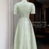 Váy Thiết Kế MDU5359 Tafta Vân Gỗ Xanh Bạc Hà Dài Xòe Hoa 3D Vai Thanh Lịch Và Tinh Tế 12 vay thiet ke mdu5359 4 Mdu Fashion