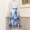 Váy Thiết Kế MDU5401 Lụa Ren Phối Tơ Ép Trắng Họa Tiết Hoa Xanh Dương Thanh Lịch Và Nữ Tính 11 vay thiet ke mdu5401 3 Mdu Fashion