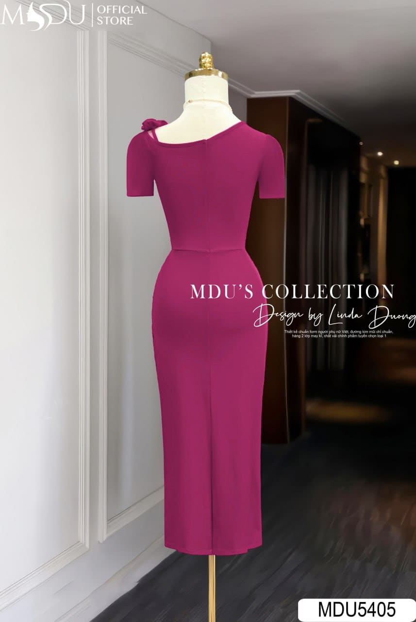 Váy Thiết Kế MDU5405 Borip Đỏ Mận Ôm Dài Nhún Eo Cut-out Lệch Vai Sang Trọng Và Quyến Rũ 7 Váy Thiết Kế MDU5405 Borip Đỏ Mận Ôm Dài Nhún Eo Cut-out Lệch Vai Sang Trọng Và Quyến Rũ - Ảnh 5