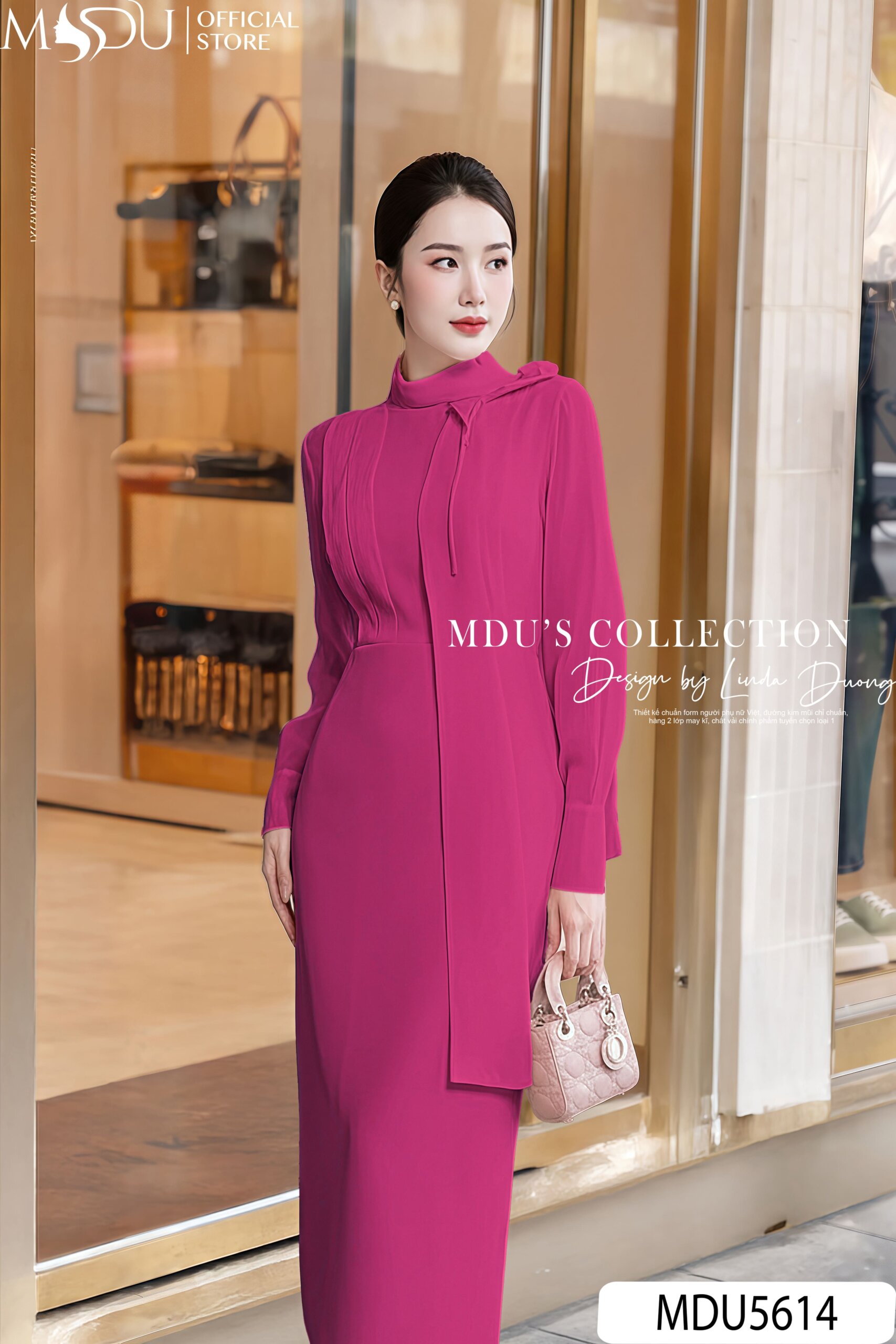 Váy Thiết Kế MDU5614 Váy Lụa Ngọc Trai Cao Cấp Màu Hồng Rạng Rỡ, Sang Trọng Và Đầy Khí Chất 3 Váy Thiết Kế MDU5614 Váy Lụa Ngọc Trai Cao Cấp Màu Hồng Rạng Rỡ, Sang Trọng Và Đầy Khí Chất - Ảnh 2