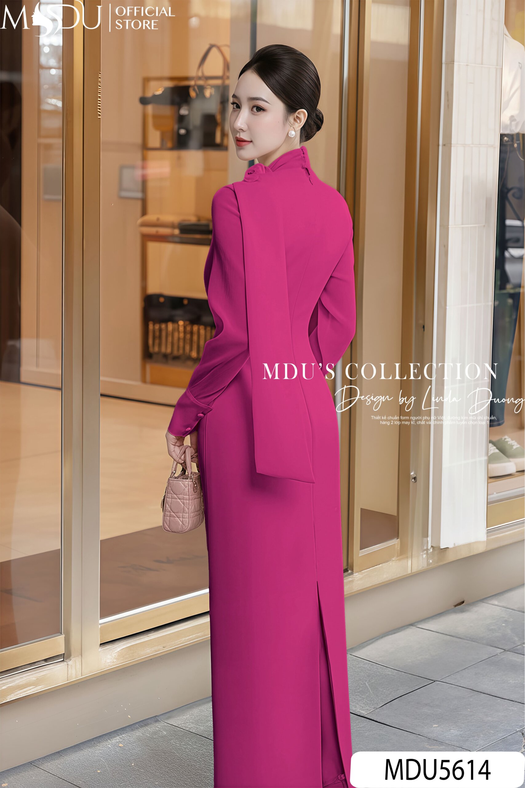 Váy Thiết Kế MDU5614 Váy Lụa Ngọc Trai Cao Cấp Màu Hồng Rạng Rỡ, Sang Trọng Và Đầy Khí Chất 4 Váy Thiết Kế MDU5614 Váy Lụa Ngọc Trai Cao Cấp Màu Hồng Rạng Rỡ, Sang Trọng Và Đầy Khí Chất - Ảnh 3
