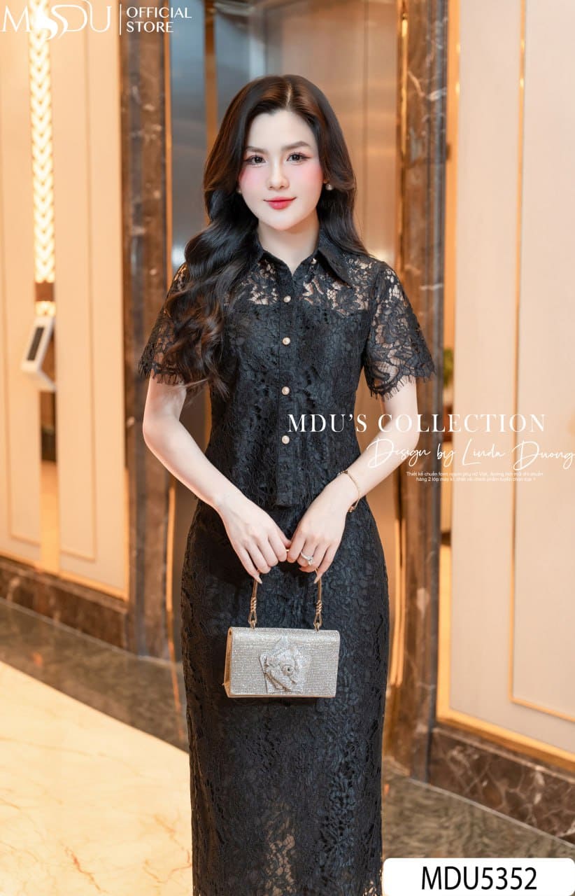 Set Thiết Kế MDU5352 Ren Hàn Đen Cao Cấp Áo Sơ Mi Cổ Bẻ Thanh Lịch & Chân Váy Midi 2 Lớp Duyên Dáng 3 Set Thiết Kế MDU5352 Ren Hàn Đen Cao Cấp Áo Sơ Mi Cổ Bẻ Thanh Lịch & Chân Váy Midi 2 Lớp Duyên Dáng - Ảnh 2