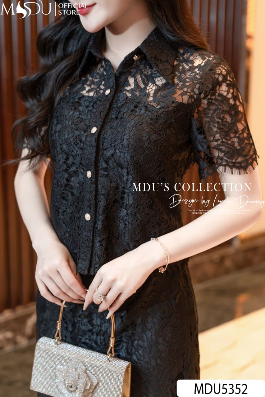 Set Thiết Kế MDU5352 Ren Hàn Đen Cao Cấp Áo Sơ Mi Cổ Bẻ Thanh Lịch & Chân Váy Midi 2 Lớp Duyên Dáng 5 Set Thiết Kế MDU5352 Ren Hàn Đen Cao Cấp Áo Sơ Mi Cổ Bẻ Thanh Lịch & Chân Váy Midi 2 Lớp Duyên Dáng - Ảnh 4