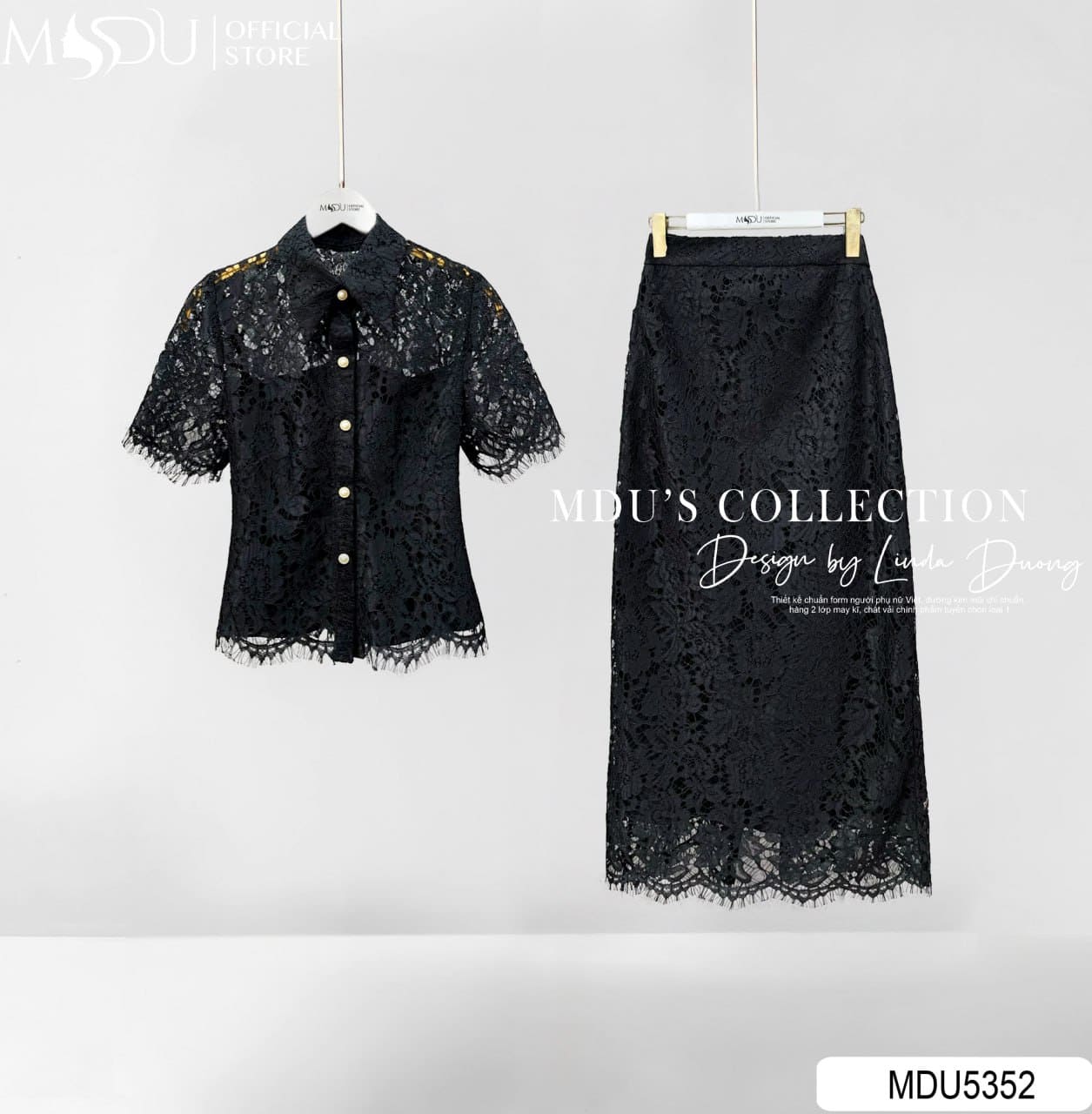 Set Thiết Kế MDU5352 Ren Hàn Đen Cao Cấp Áo Sơ Mi Cổ Bẻ Thanh Lịch & Chân Váy Midi 2 Lớp Duyên Dáng 6 Set Thiết Kế MDU5352 Ren Hàn Đen Cao Cấp Áo Sơ Mi Cổ Bẻ Thanh Lịch & Chân Váy Midi 2 Lớp Duyên Dáng - Ảnh 5