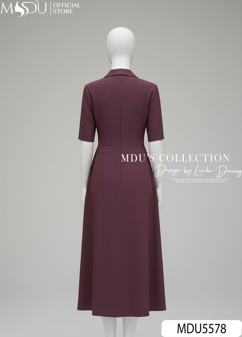 Váy Thiết Kế MDU5578 Mango Ý Dáng Xòe Midi Cổ Vest Tím Mận Quý Phái 8 Váy Thiết Kế MDU5578 Mango Ý Dáng Xòe Midi Cổ Vest Tím Mận Quý Phái - Ảnh 6