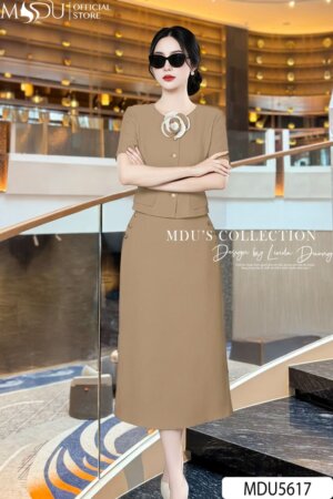 Set Thiết Kế MDU5617 Text Gân Nâu Nhạt Cao Cấp Vẻ Đẹp Của Quý Cô Hiện Đại