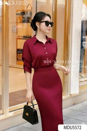 Alternative view of Set Váy MDU5572 Đỏ Đô Sang Trọng, Chuẩn Khí Chất Quý Cô Hiện Đại