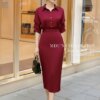 Set Váy MDU5572 Đỏ Đô Sang Trọng, Chuẩn Khí Chất Quý Cô Hiện Đại 2 Set Váy MDU5572