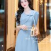 Váy Thiết Kế MDU5302 Chéo Ý Cao Cấp Màu Xanh Thanh Nhã Ngọt Ngào, Tinh Tế Và Duyên Dáng 9 vay thiet ke mdu5302 1 Mdu Fashion